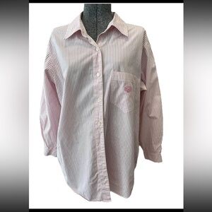Susan Bristol Casuals 1990 pink and white pin striped button down ladies‎ 1W/X